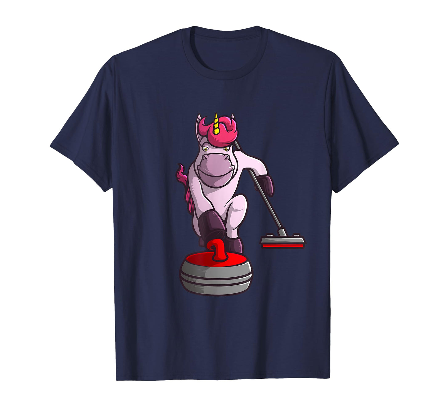 Funny Unicorn Curling Design For Men Women Curling Player T-Shirt