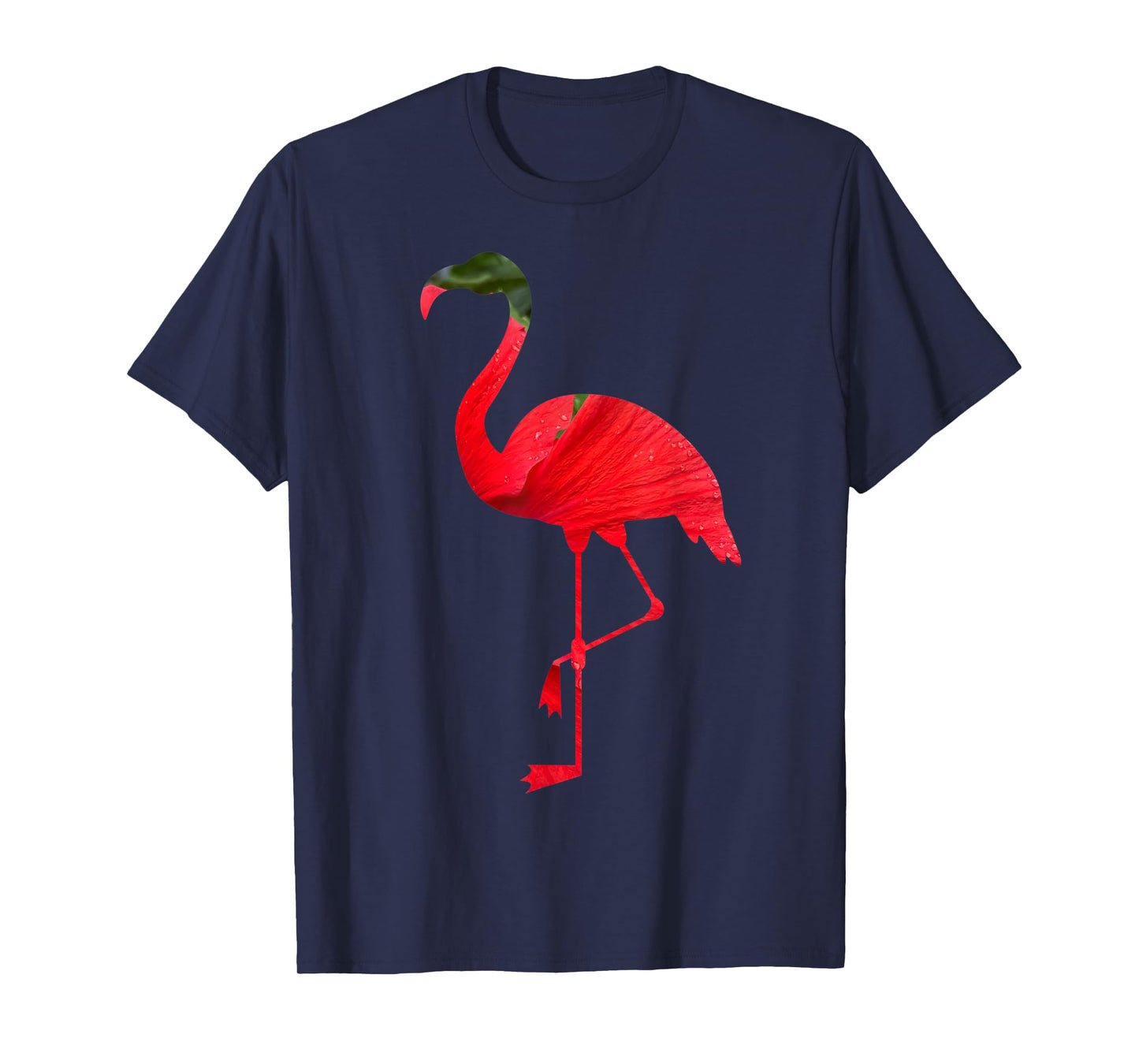 Flamingo Bird Silhouette with Red Hibiscus Flower Flamingoes T-Shirt