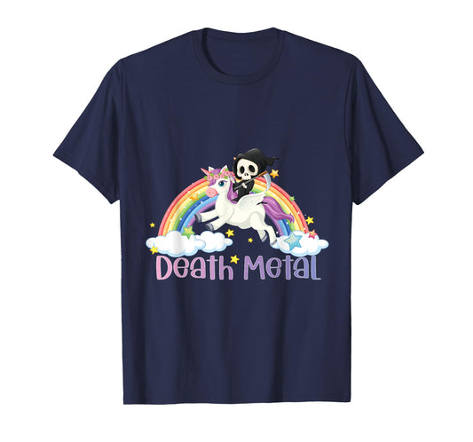 Grim Reaper Rainbow Colorful Stars Unicorn Death-Metal T-Shirt