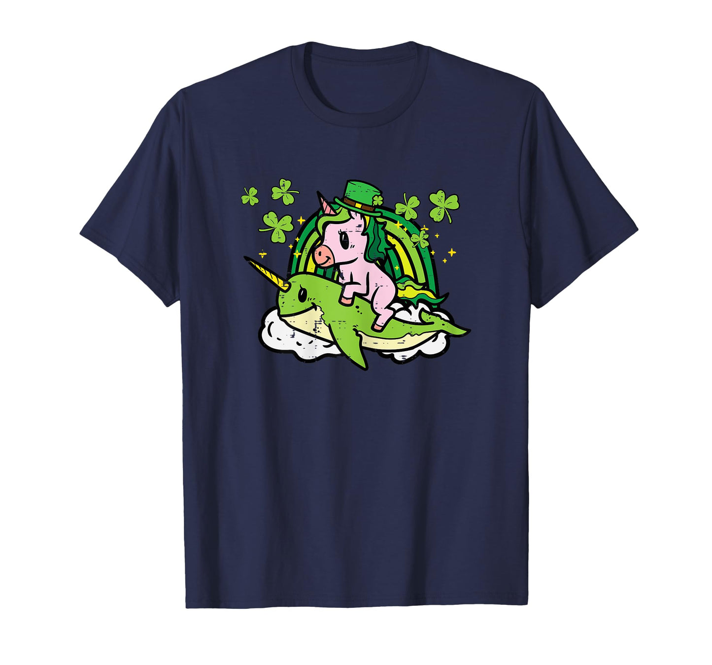 St Patricks Day Unicorn On Narwhal Irish Girls Kids Toddlers T-Shirt