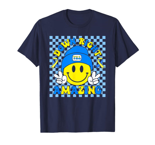 Down Right Amazing Smile Face Down Syndrome Awareness Kids T-Shirt