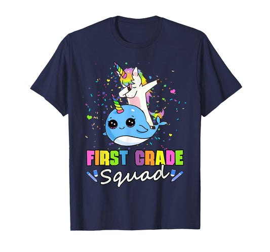 Team 1st Grade Unicorn Narwhal First Grade Squad T-Shirt