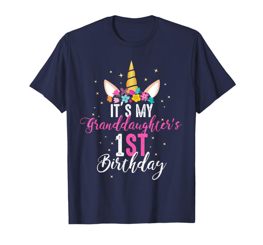 Its My Granddaughters 1st Birthay Girl Unicorn Birthday T-Shirt
