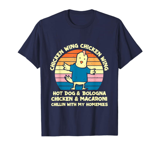 Funny Chicken Wing Song Lyric Hot Dog Bologna Macaroni Kids T-Shirt
