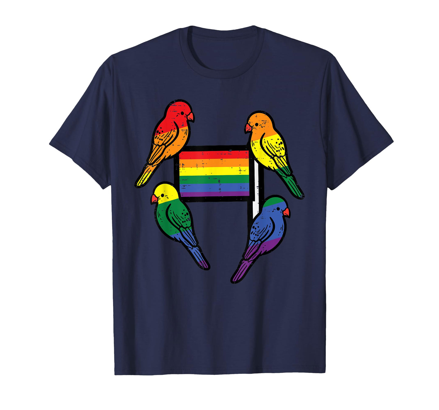 Gay Birds Rainbow Flag Pride Month Lgbtq Ally Men Women Kids T-Shirt