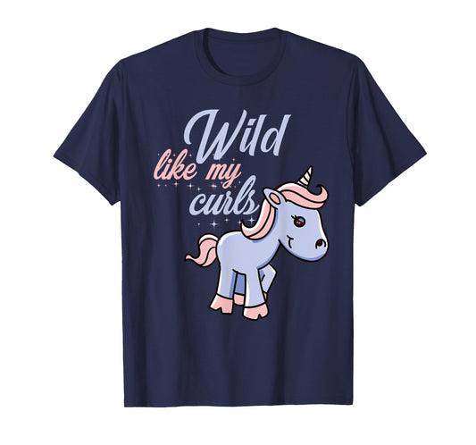 Wild Like My Curls Toddler Cute Unicorn Curly Haired T-Shirt