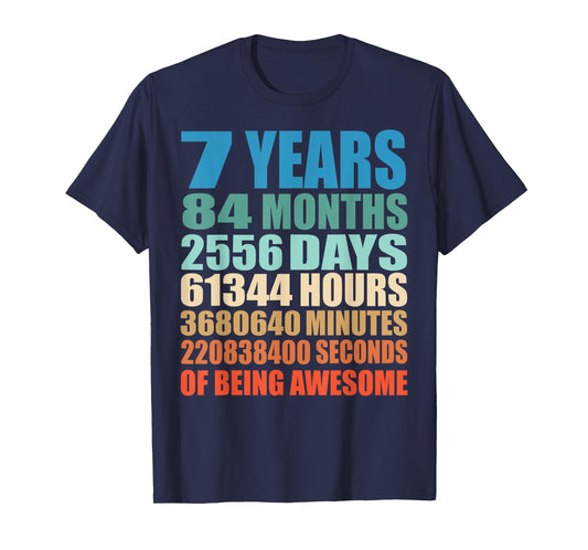 7 Years Old 7th Birthday Vintage Retro T-Shirt 84 Months T-Shirt