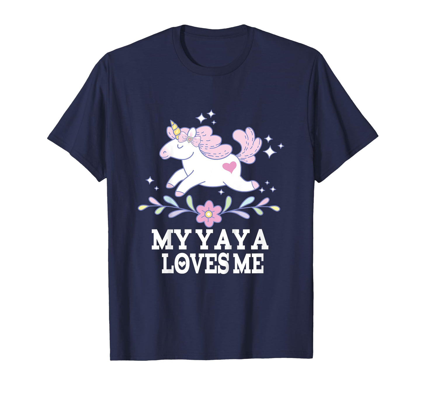 Kids My Yaya Loves Me Granddaughter Unicorn T-Shirt