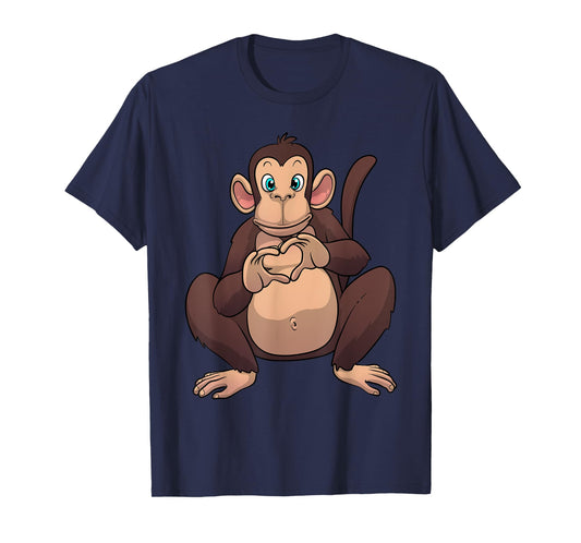 Monkey Art For Men Women Gorilla Animal Valentines Monkey T-Shirt