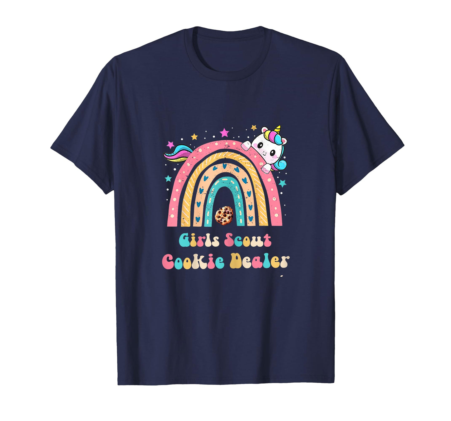 Scouts for Girls Cookie Dealer : Rainbow and Unicorn Design T-Shirt