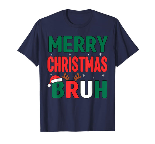 Bruh Christmas Shirt Kids Xmas Men Teen Boys Funny Christmas T-Shirt