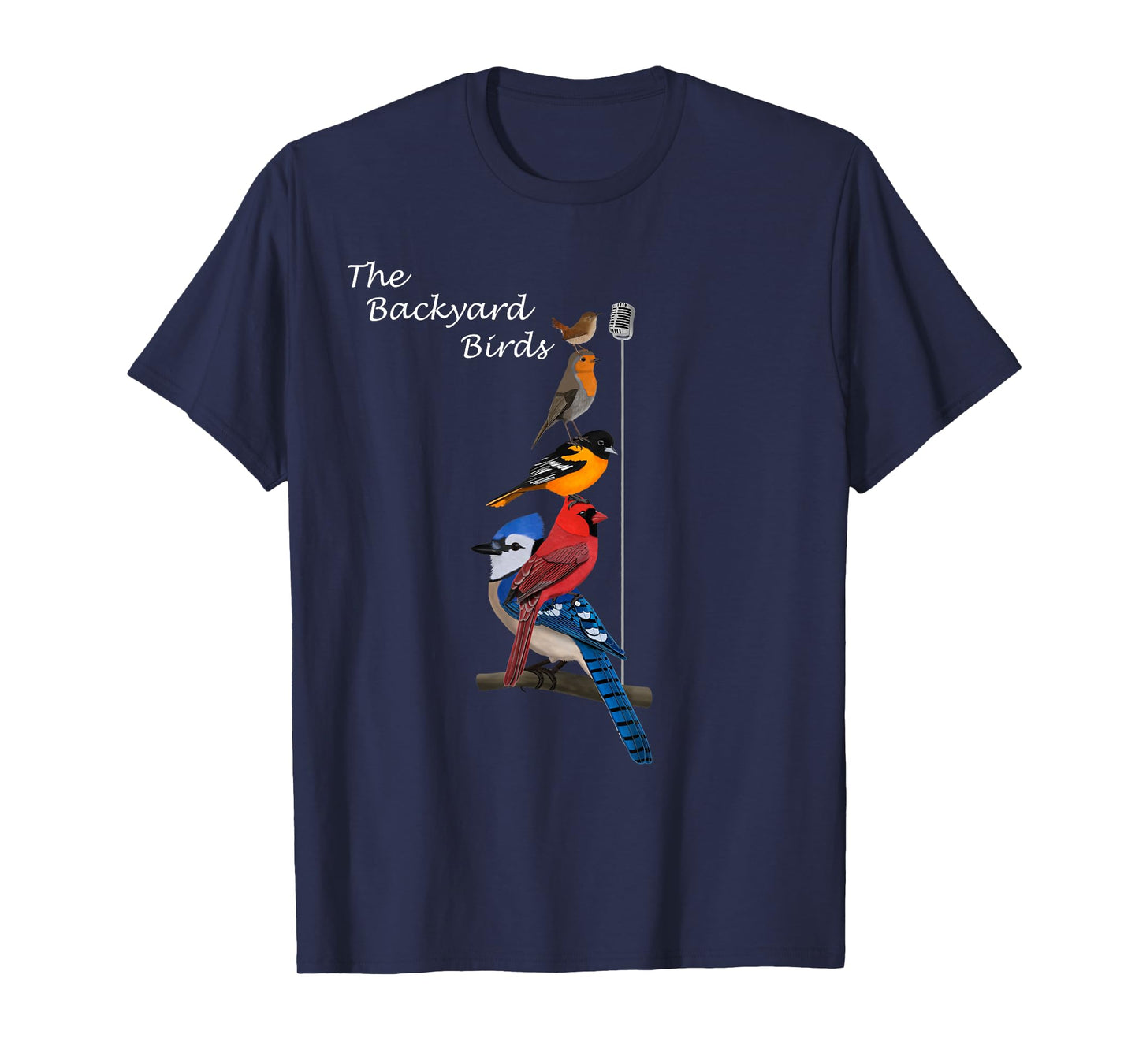The Backyard Birds Blue Jay Cardinal Wren Bird Birdwatcher T-Shirt