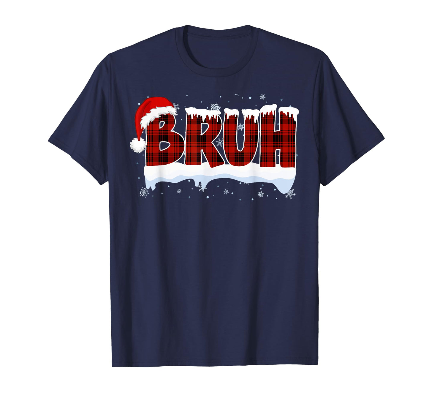 Bruh Funny Christmas Red Plaid Xmas Teens Boys Kids Pajamas T-Shirt