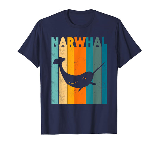 Narwhal Retro Vintage Narwhale Unicorn Of The Sea Whale T-Shirt