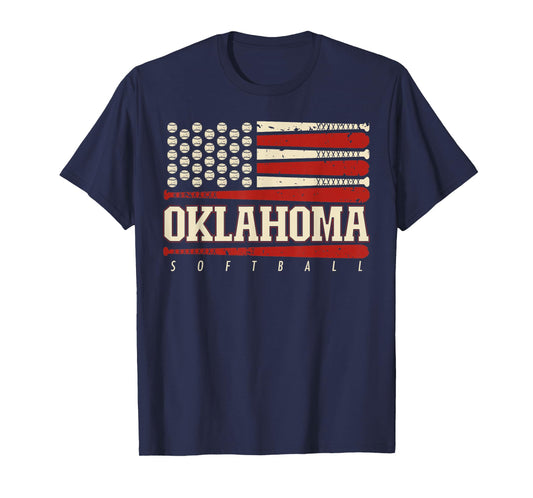 Oklahoma Softball USA Flag Softball Fan Mens Kids Team T-Shirt
