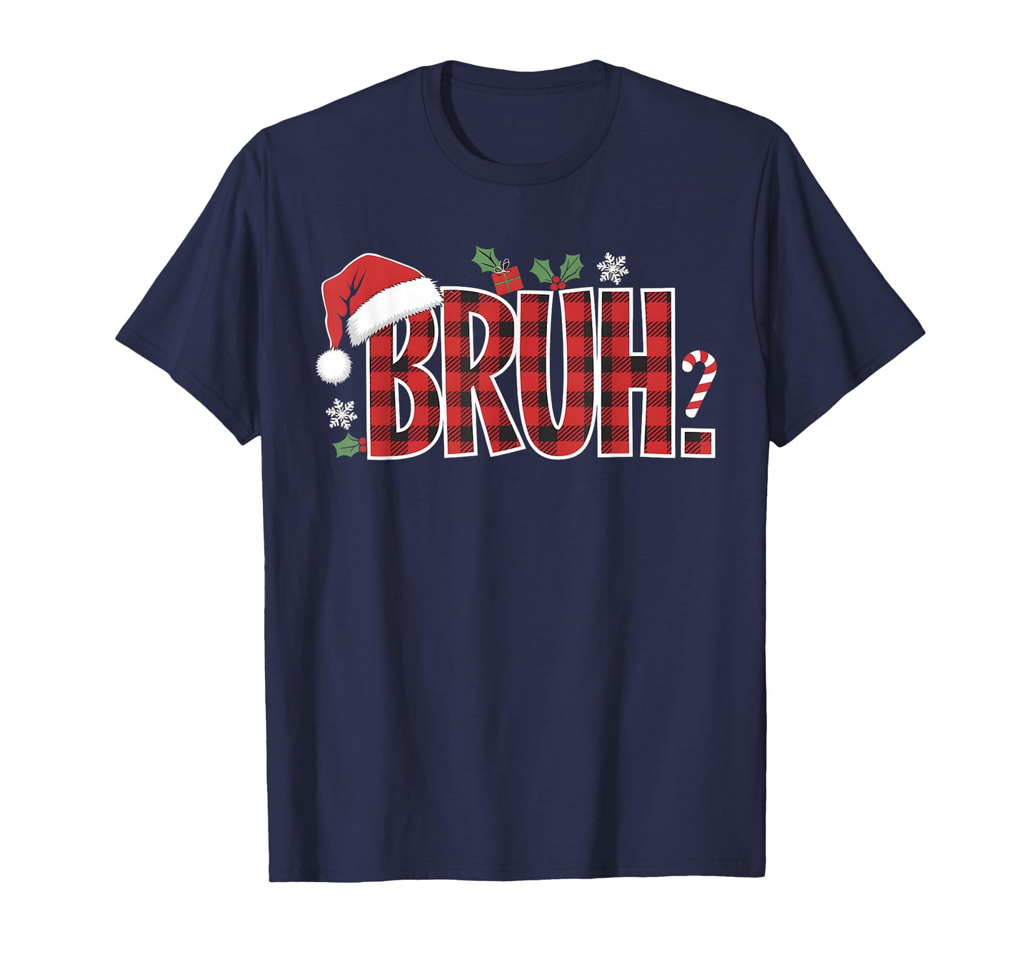Bruh Christmas Plaid Gifts For Teens Boys Kids Xmas Pajamas T-Shirt