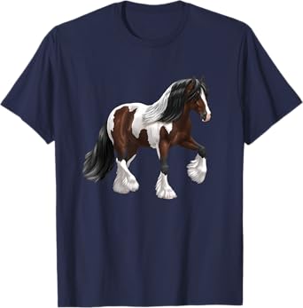 Brown & White Skewbald Bay Pinto Gypsy Vanner Draft Horse T-Shirt