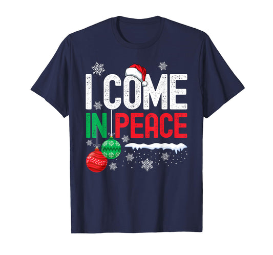 I Come In Peace Funny Christmas Pajamas Couples Matching T-Shirt