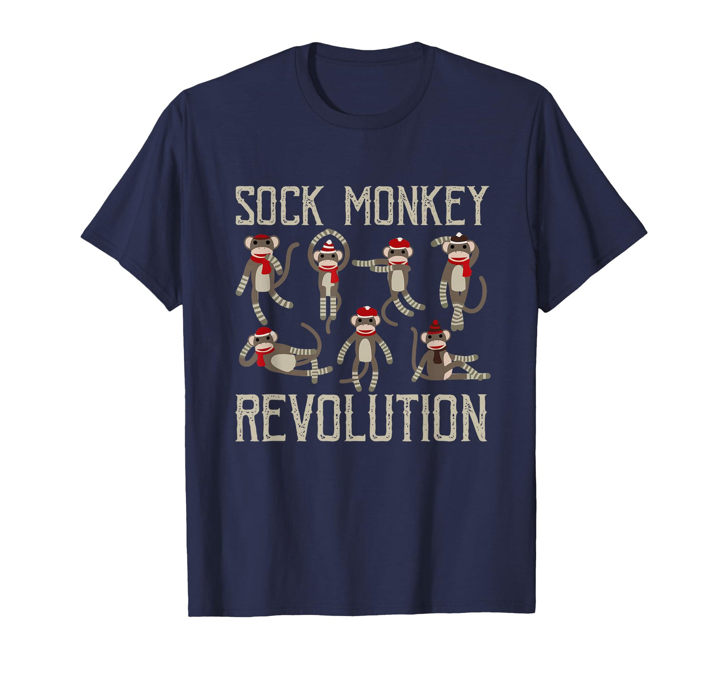 Sock Monkey Revolution Vintage Distressed Monkeys Santa Hat T-Shirt