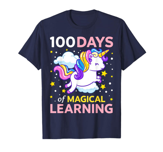 100th Day of School Unicorn Girls 100 Days of Kindergarten T-Shirt