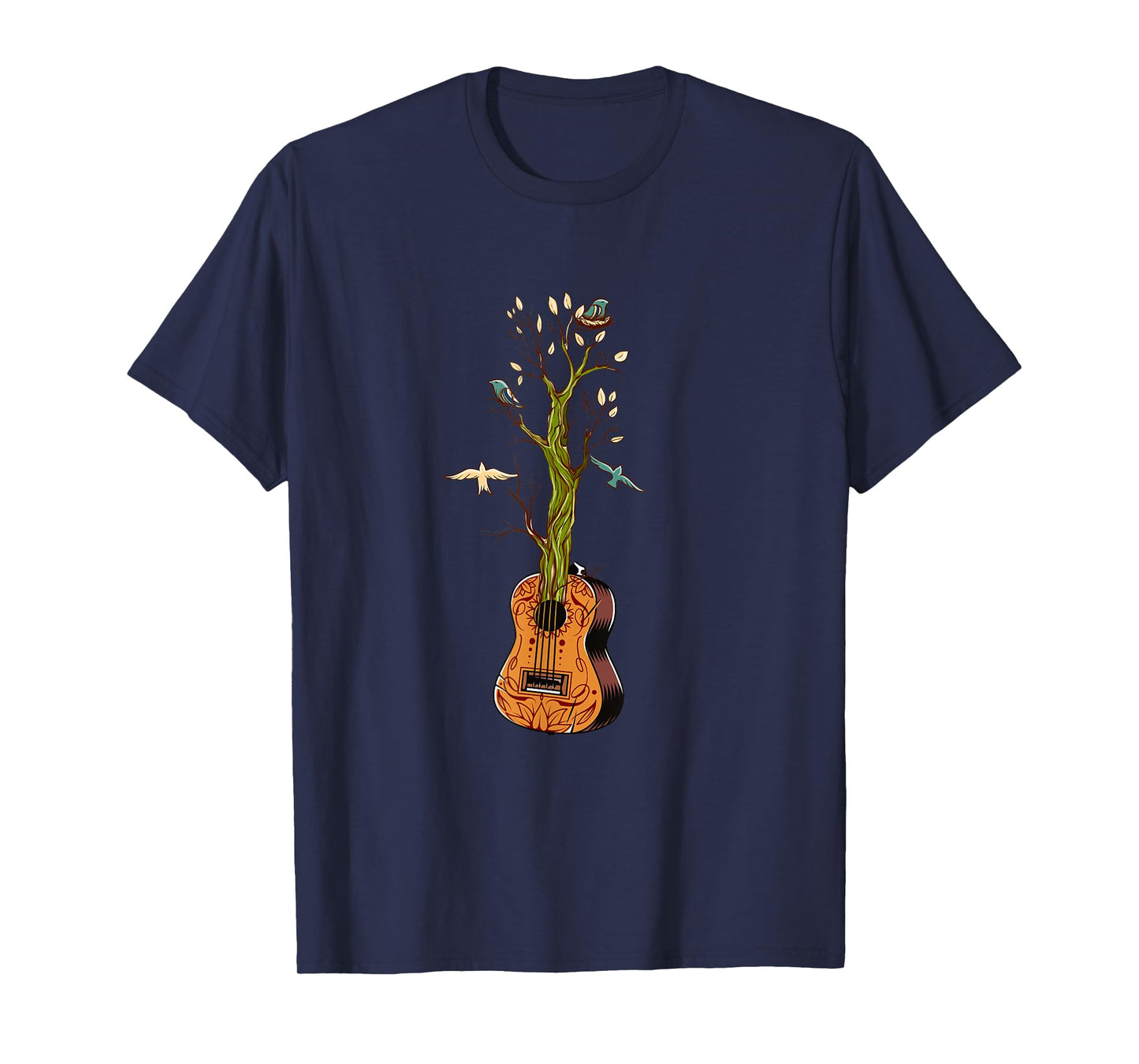 Flowers Birds Tree Nature Guitar T-Shirt