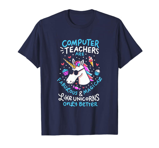 Unicorn Computer Teacher T-Shirt Teacher Apprechiation Shirt T-Shirt for Men Women Kids