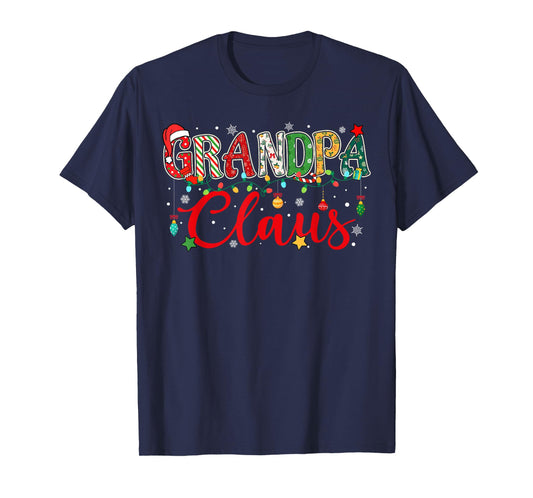 Grandpa Claus Christmas Lights Pajama Family Matching Men T-Shirt