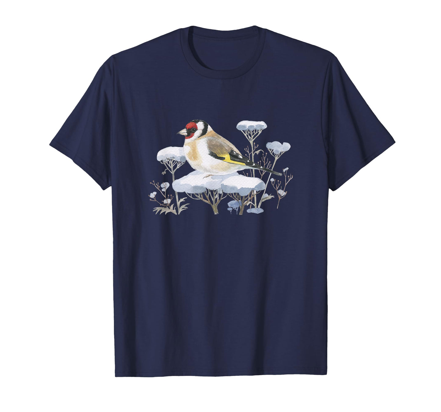 Garden Birds Thistlefink in the Snow Forest Drawing Bird T-Shirt