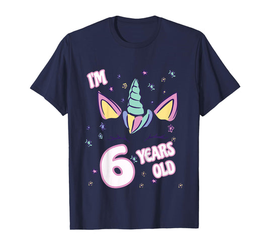 Unicorn 6th birthday i'm 6 years old girl unicorn design T-Shirt