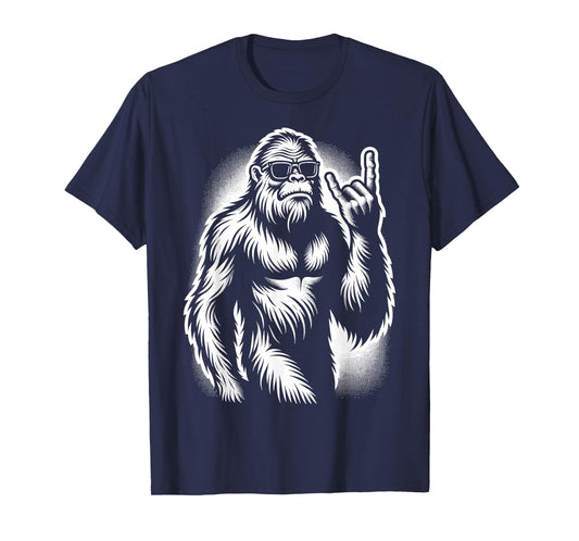 Bigfoot Sasquatch Rock and Roll Heavy Metal Horns T-Shirt