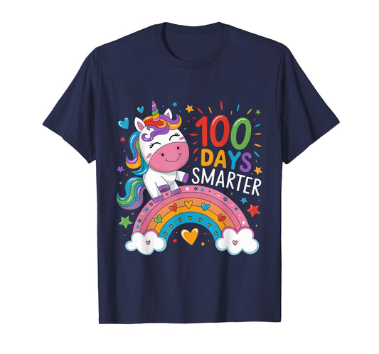 100 Days Smarter Rainbow Unicorn 100th Day of School T-Shirt