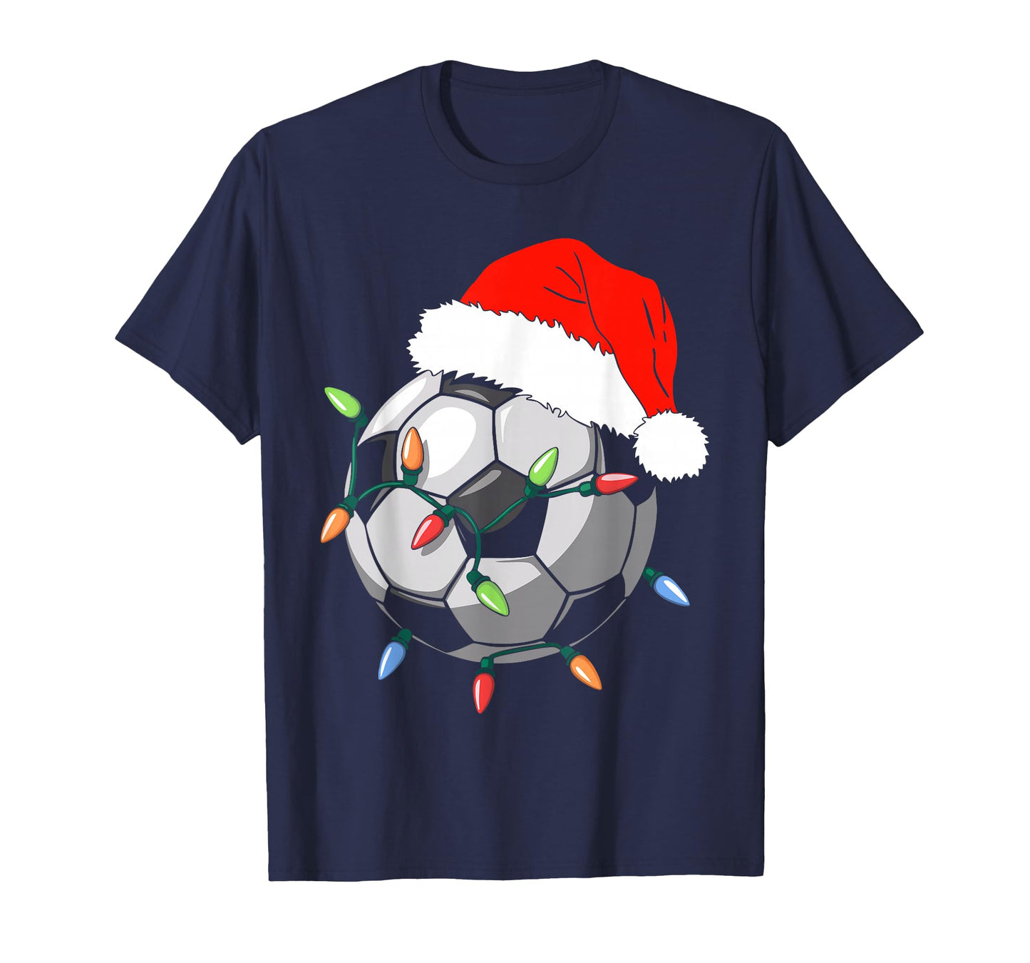 Santa Soccer Ball Shirt Men Youth Boys Christmas Pajamas T-Shirt