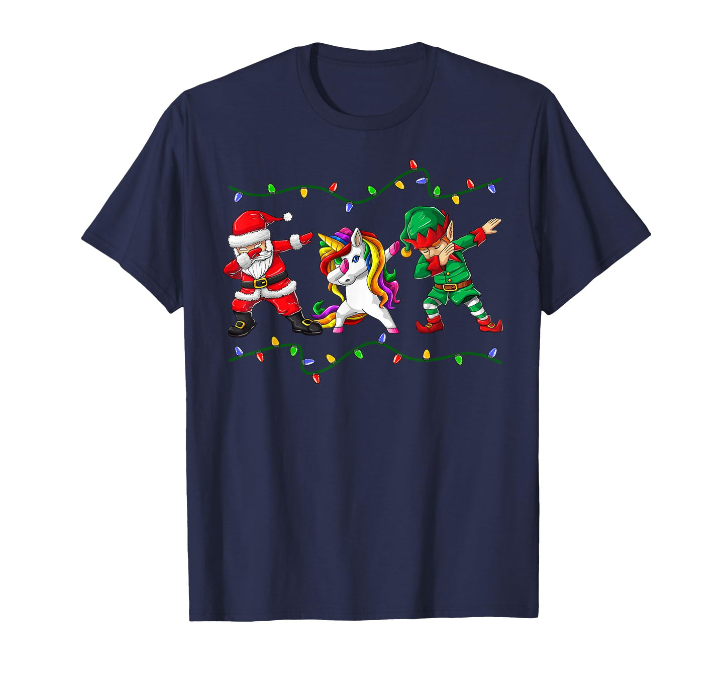 Dabbing Santa Elf Unicorn Christmas Kids Boys Men Xmas Gifts T-Shirt