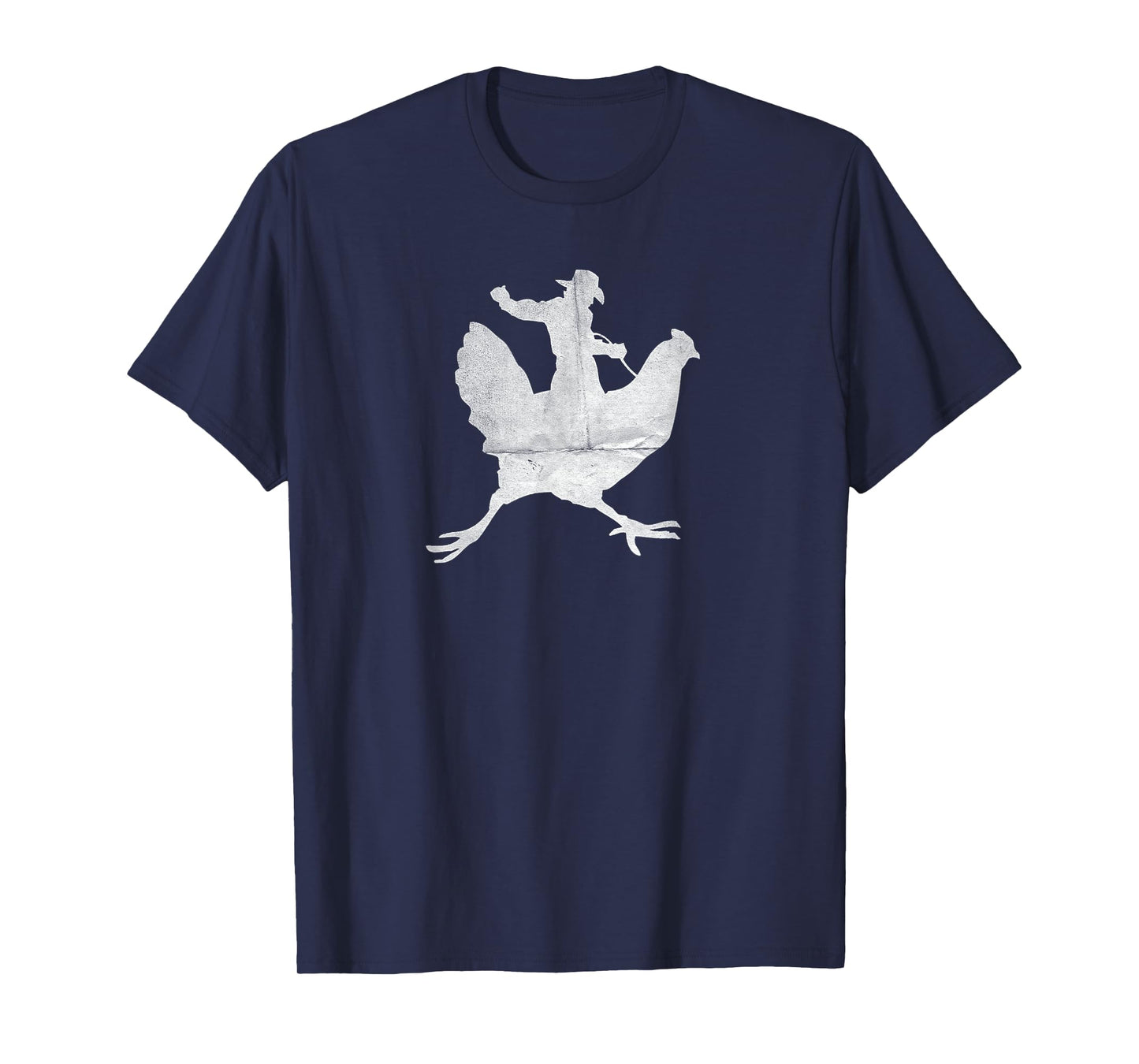 Cowboy Riding a Chicken Distressed T-Shirt