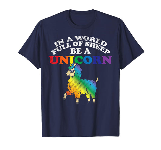 World Full Sheep Be Unicorn Rainbow Gay Pride Flag LGBT Gift T-Shirt