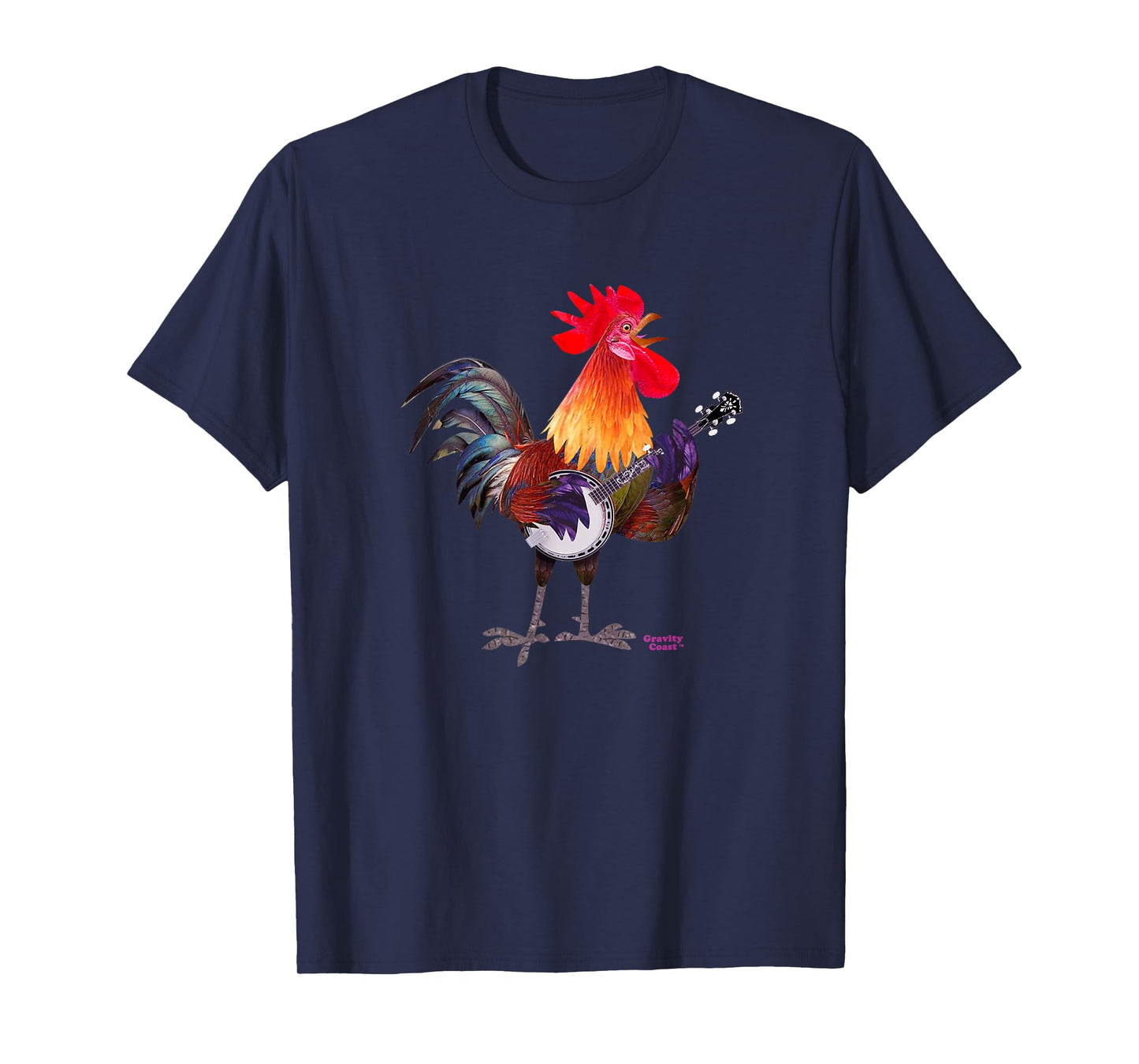 Rooster Playing Banjo on Fleck For Bluegrass Fans Musicians T-Shirt