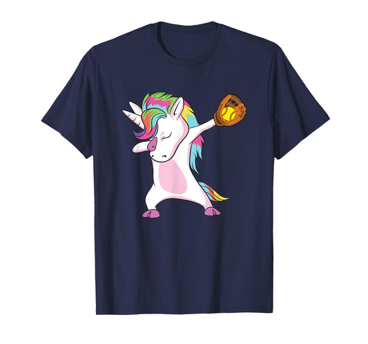 Softball Player Dabbing Unicorn T-Shirt