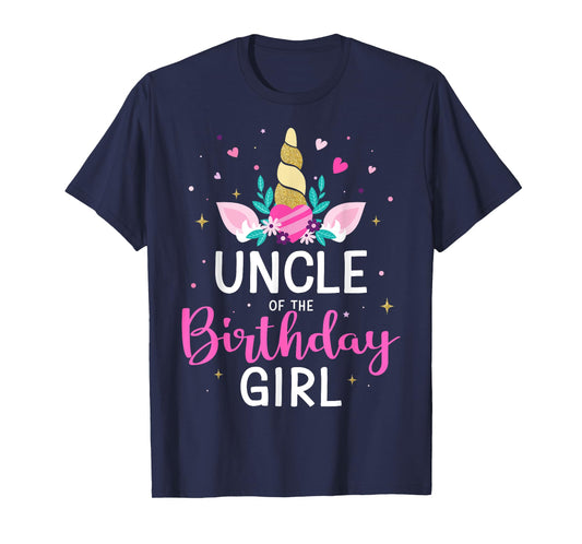 Uncle of the birthday girl matching family unicorn party T-Shirt