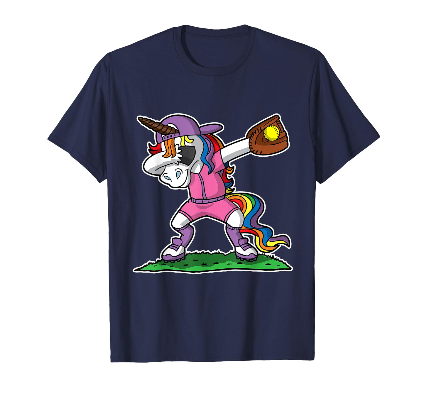 Dabbing Unicorn Softball Girls Women Kids Youth Toddler Teen T-Shirt