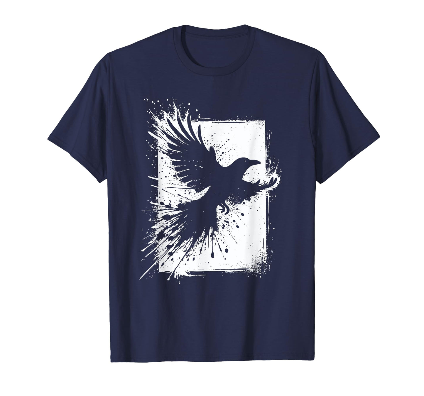 Black Crow Raven Bird Silhouette Splash T-Shirt