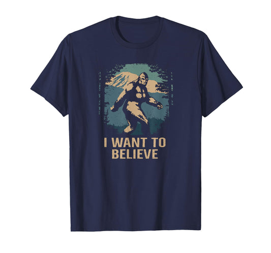 Bigfoot I Want to Believe Graphic T-Shirt Sasquatch Yeti T-Shirt