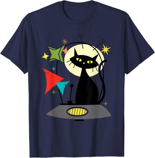 Mid Century Cat Retro Atomic Age Space Modern 50s 60s Kids T-Shirt