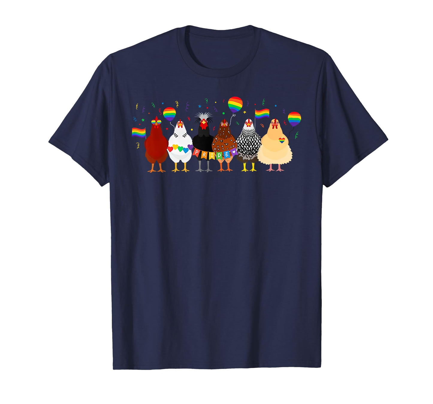 Vintage Gay Pride Chickens With Balloon Rainbow LGBTQ T-Shirt