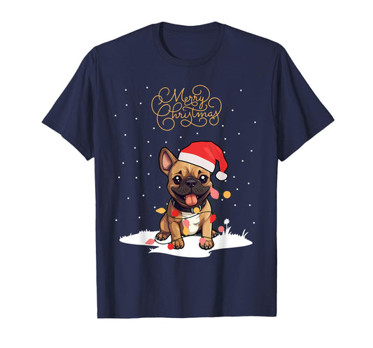 Santa Xmas Frenchie Merry Christmas French Bulldog Puppy T-Shirt for Men Women Kids