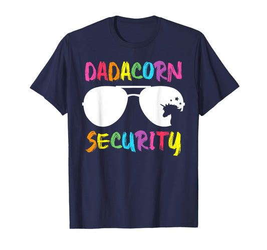 Dadacorn Security Unicorn Dad and Girl Papa Fathers Day Gift T-Shirt
