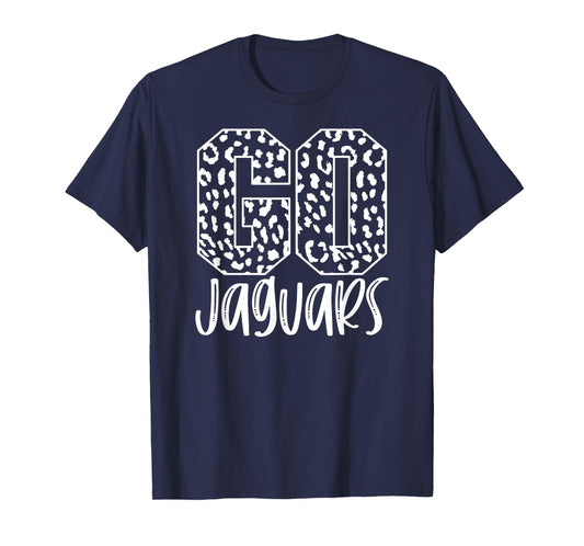 Jaguars Team Mascot School Spirit Game Night Leopard Print T-Shirt