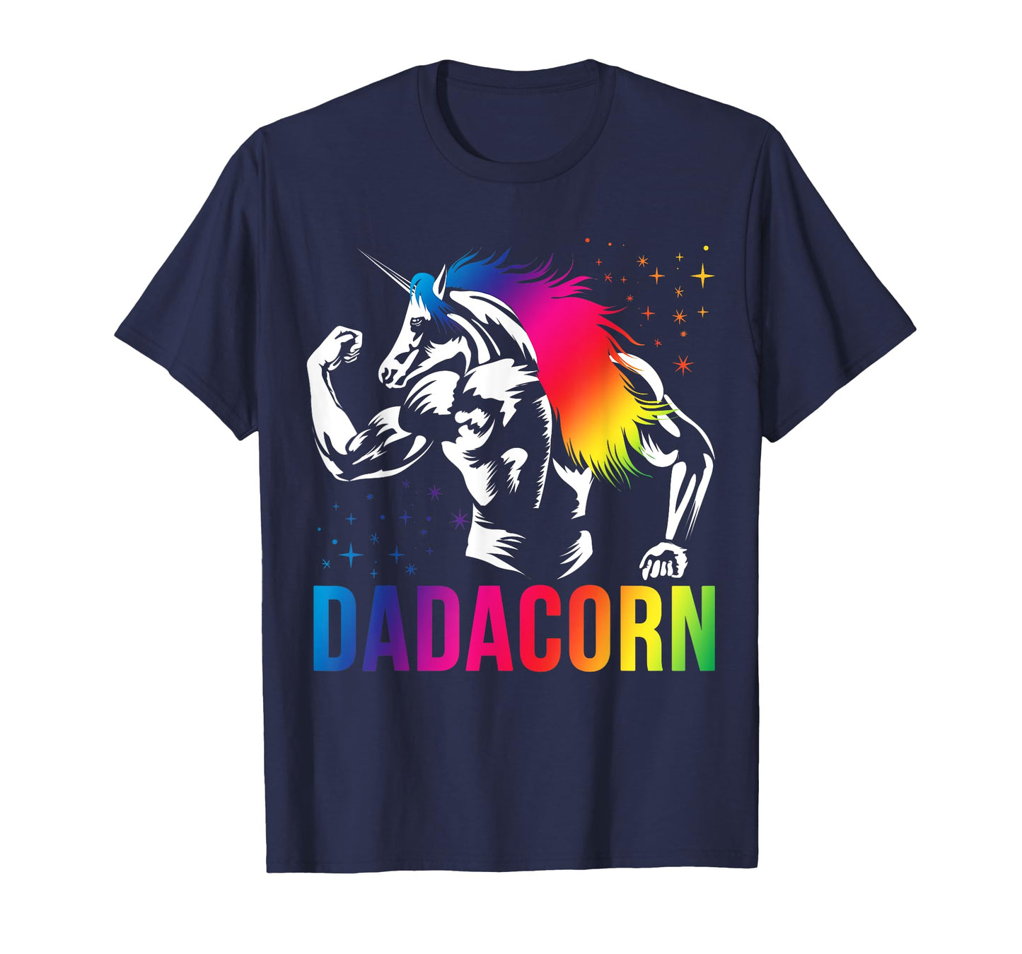 Dadacorn Muscle Fathers Day Joke Daddy Unicorn T-Shirt, Black, Small