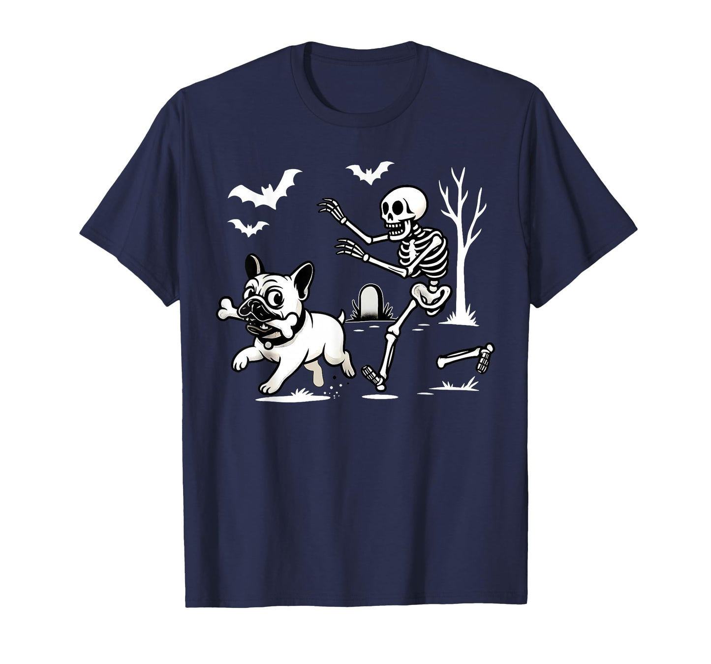 Funny Halloween French Bulldog Skeleton Spooky Season T-Shirt