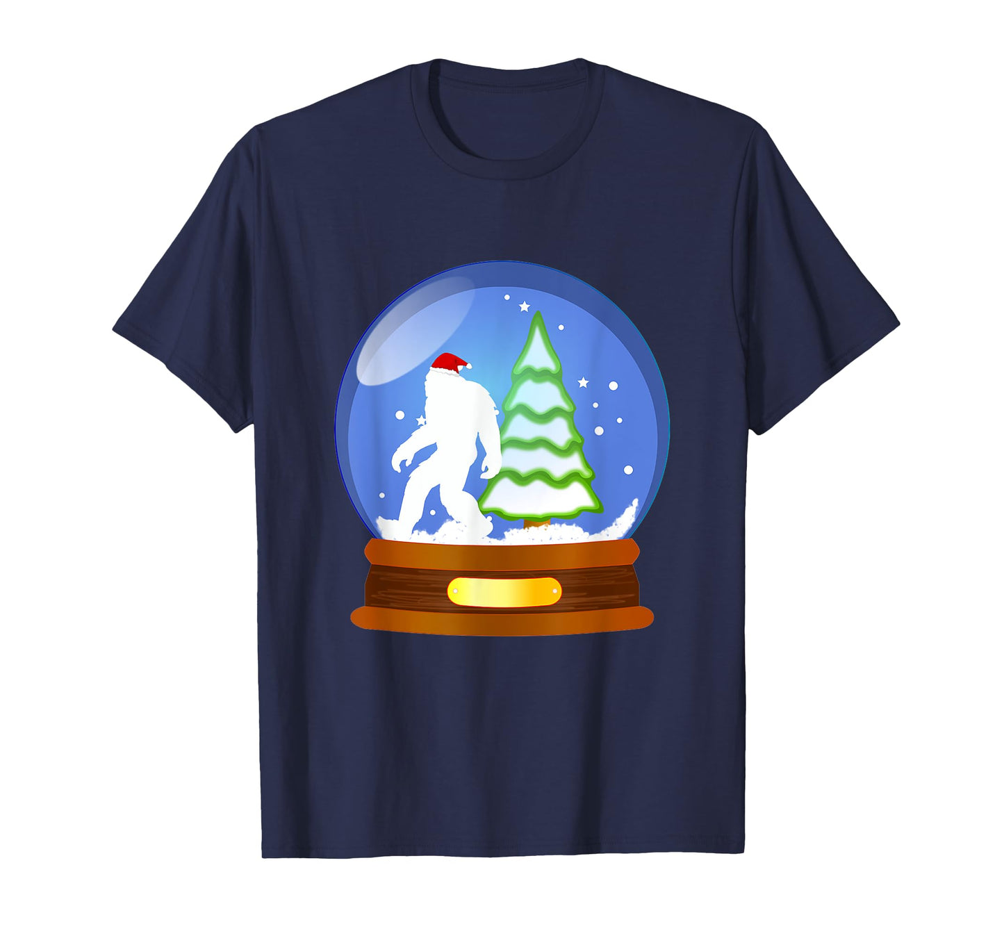 Bigfoot Santa Snow Globe Christmas T-Shirt