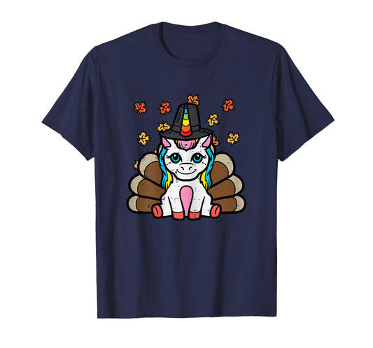 Thanksgiving Unicorn Turkey Fall Girls Kids Toddler Women T-Shirt